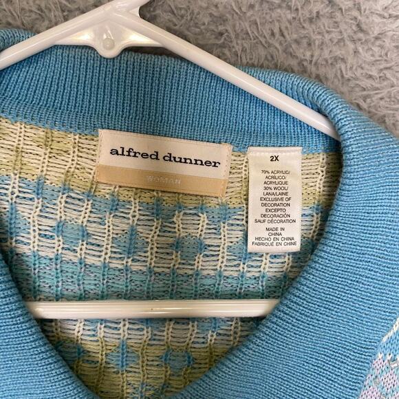 Alfred Dunner womens 2X wool blend beaded geometric full zip cardigan sweater - Picture 4 of 9